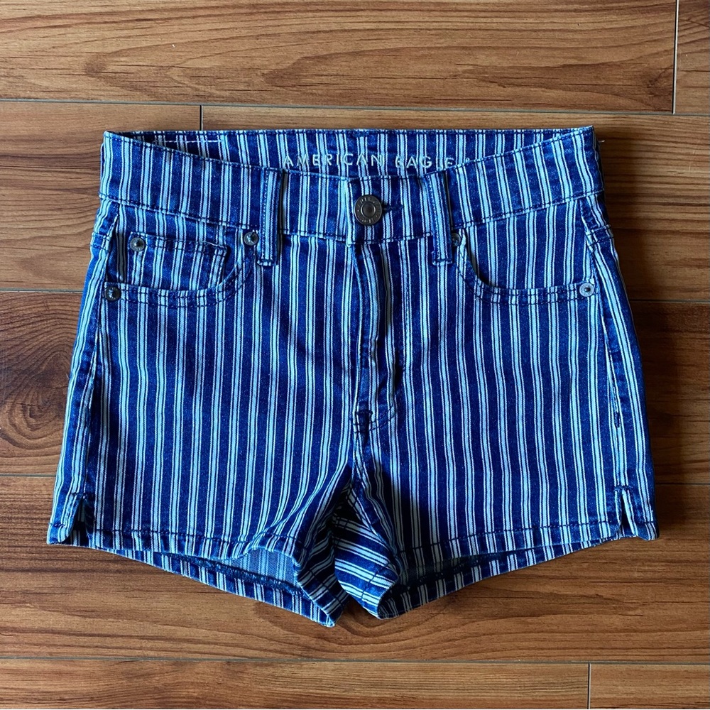 American Eagle Striped Jean Shorts